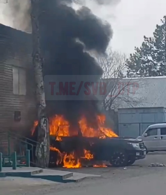 Очевидцы сняли уничтожение автомобиля огнем в Благовещенске 