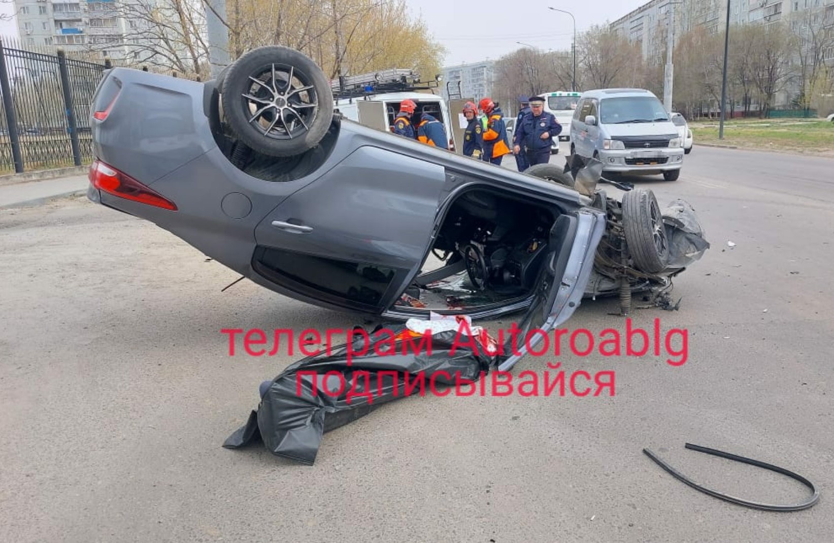 Водитель погиб в жестком ДТП с переворотом в Благовещенске