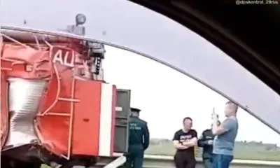 Пожарный автомобиль и бетономешалка попали в ДТП в районе Владимировки 