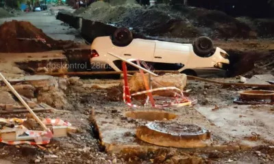 LADA Granta попала в перекоп на перекрестке Благовещенска