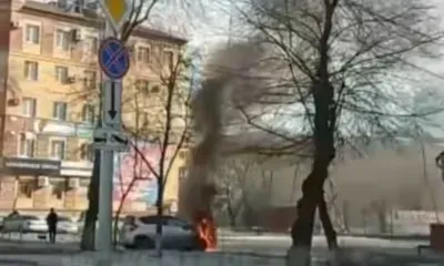Иномарку удалось спасти после пожара в Благовещенске