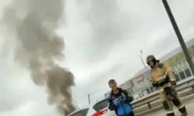 Иномарка загорелась на виадуке в Благовещенске
