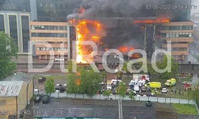 Крупный пожар охватил бизнес-центр на западе Москвы
