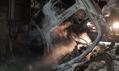 Загоревшийся грузовик на федеральной трассе потушили пожарные из Серышева