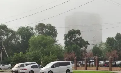 Густой туман опустился на утренний Благовещенск