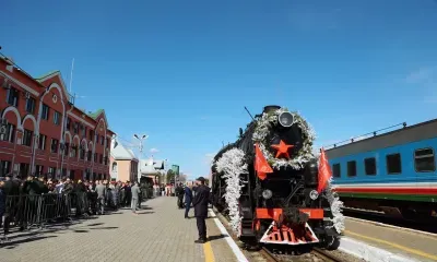 На железнодорожном вокзале Благовещенска встретили поезд "Победа"