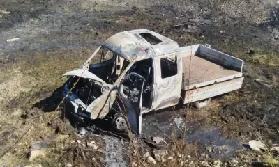 Грузовик загорелся после съезда в кювет у села Невер
