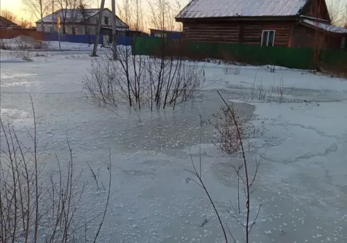 Зимние ручьи вышли из-под контроля и затопили дорогу в амурском селе 