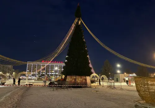 Новогодняя елка красуется на площади Ленина в Благовещенске