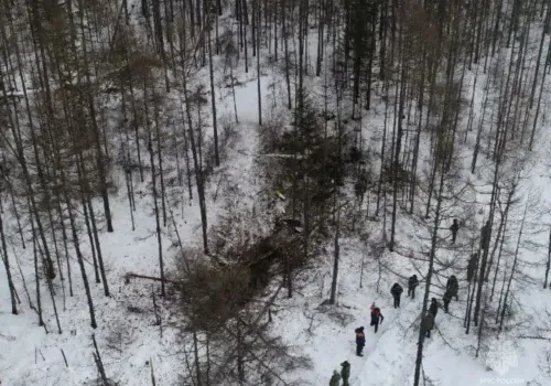 Показаны фото с места крушения вертолета в Амурской области