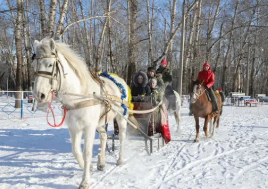 Девушек из "Юнармии" в Белогорске одарили цветами и прокатили на санях
