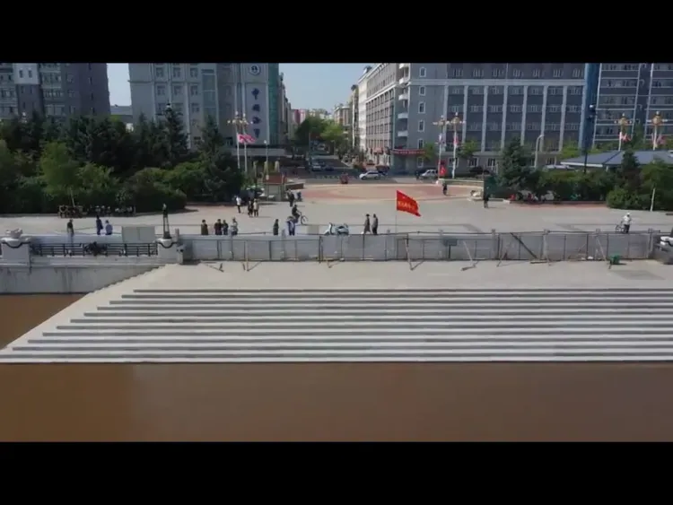 В Хэйхэ затопило место строительства канатной дороги через Амур