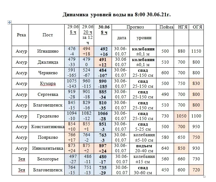 Вода в Амуре за сутки поднялась в Сковородинском и Архаринском районах