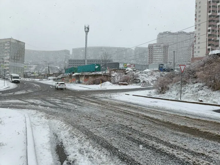 Снегопад обрушился на Приморье 30 ноября