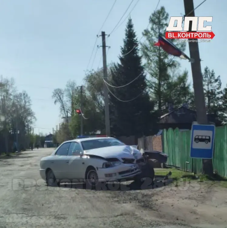 В электроопору врезался автомобилист в амурском селе