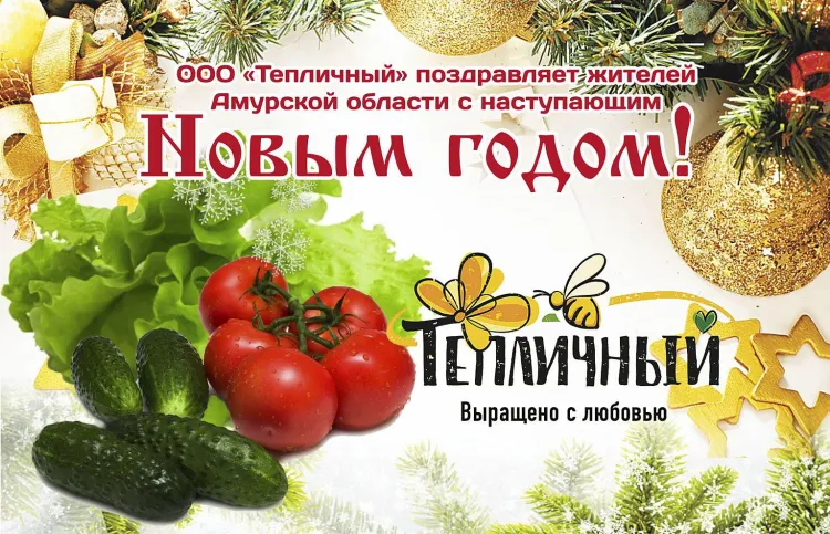 С наступающим Новым годом поздравляет амурчан ООО "Тепличный"