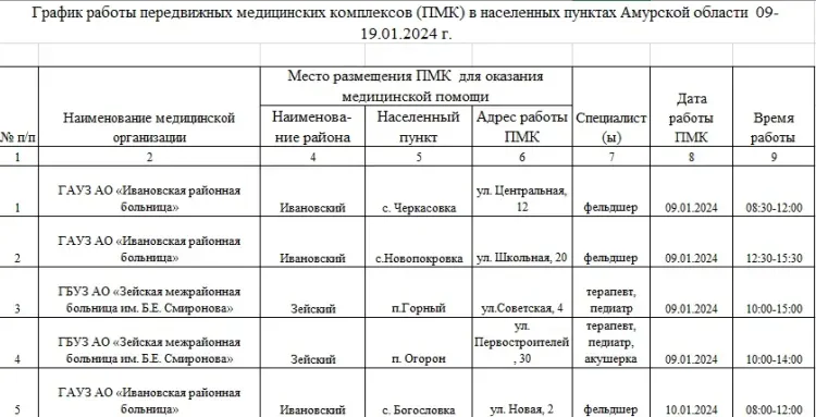 Врачи и фельдшеры после праздников приедут в села Амурской области