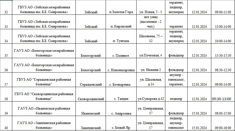Врачи и фельдшеры после праздников приедут в села Амурской области
