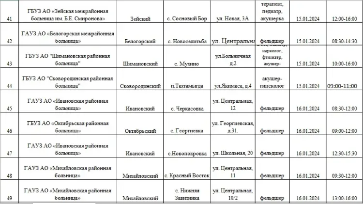 Врачи и фельдшеры после праздников приедут в села Амурской области