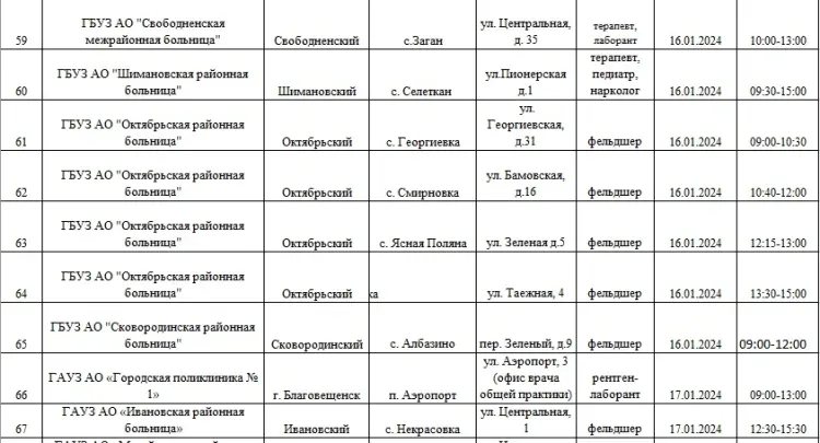Врачи и фельдшеры после праздников приедут в села Амурской области