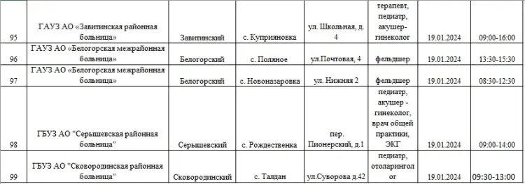 Врачи и фельдшеры после праздников приедут в села Амурской области