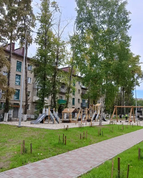 Гортензию и курильский чай высадили в одном из дворов города Циолковский