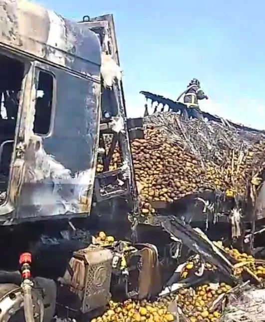 Китайский грузовик с картофелем сгорел около Благовещенска