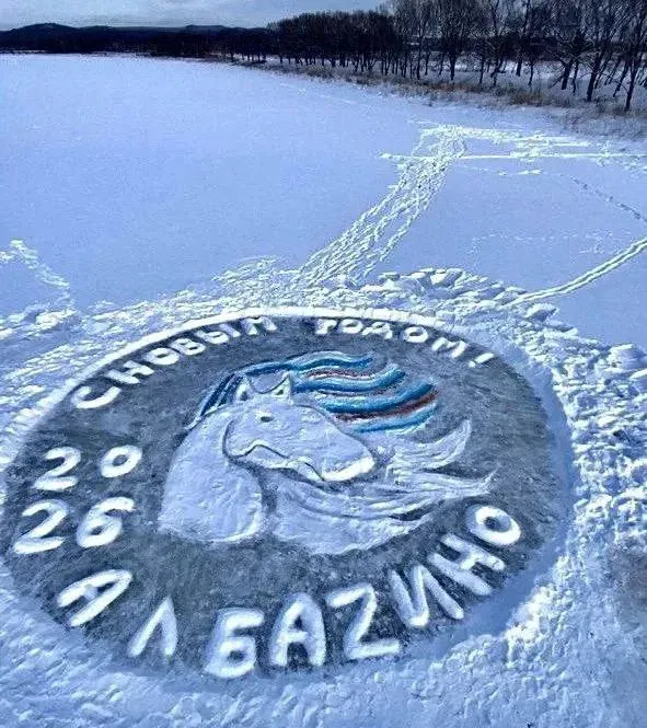 Символ года в цветах триколора появился на водоеме в Сковородинском округе