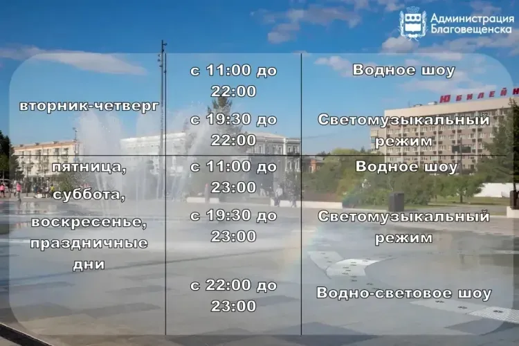 Музыка будет разной: аллею фонтанов в Благовещенске запустят 1 мая