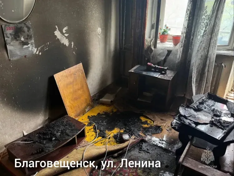 Телевизор загорелся в квартире в Благовещенске