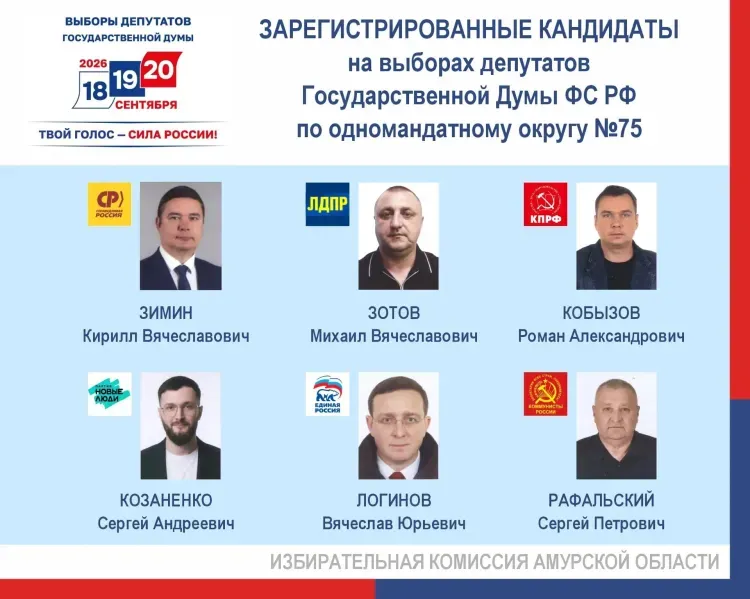 Выборы в Госдуму: названы зарегистрированные кандидаты от Амурской области