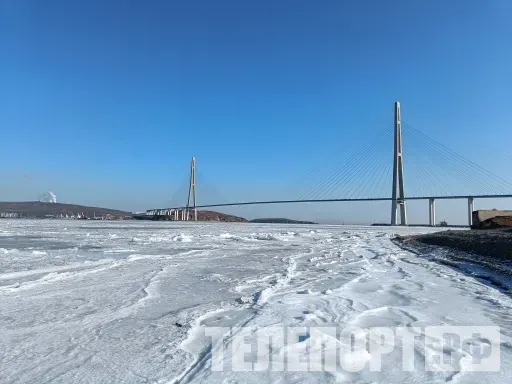 Школьников уносит на льдине во Владивостоке